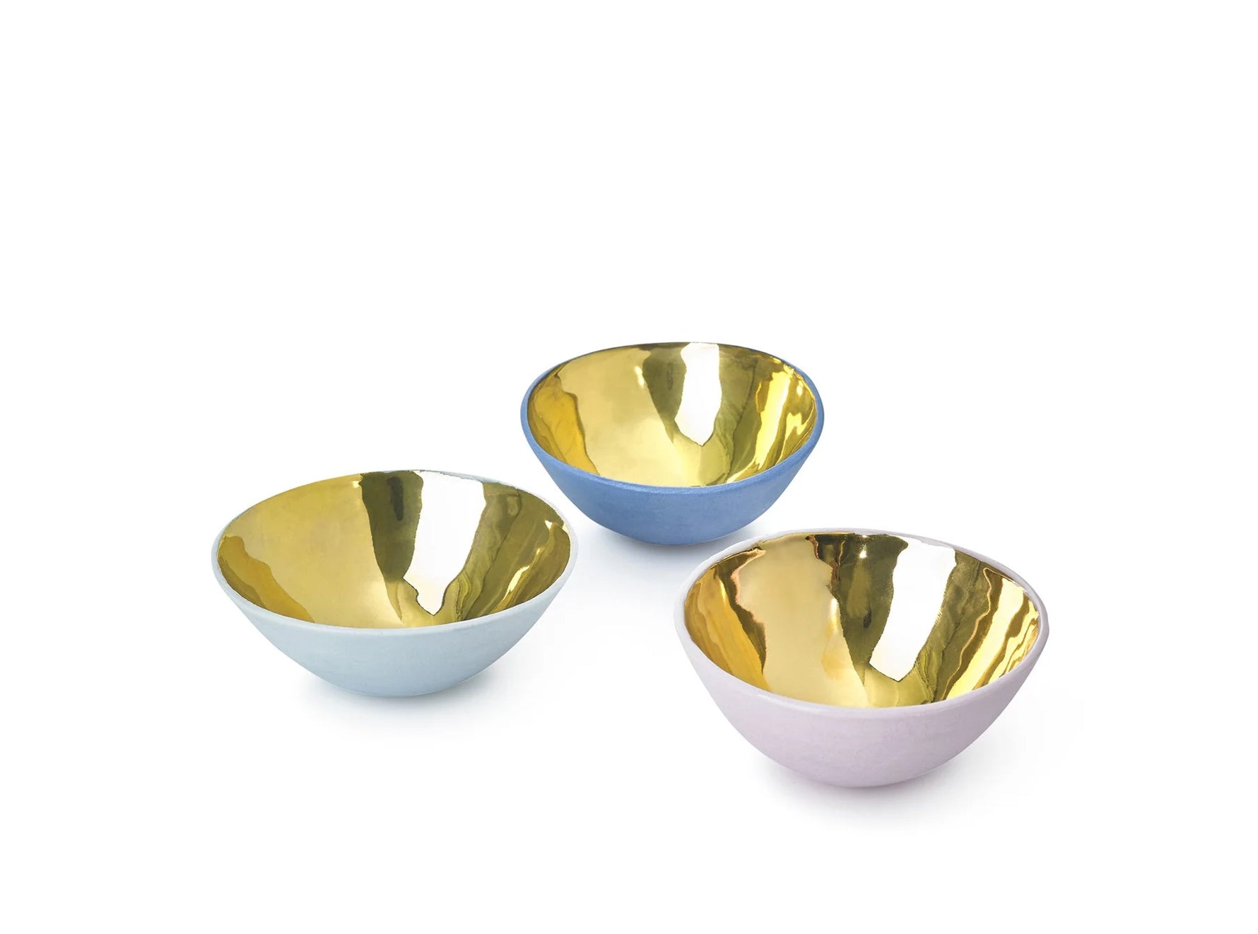 Small Green Ceramic Bowl with Gold Glaze, 6cm