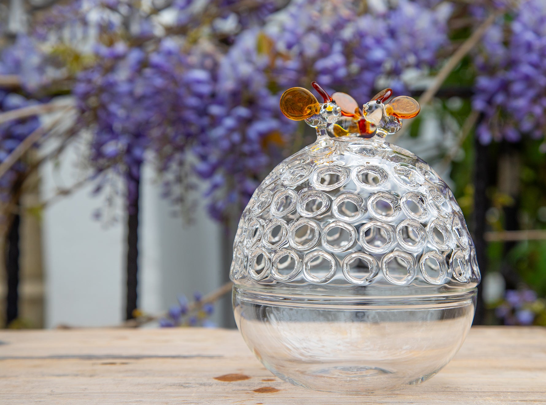 Handblown Bee Hive Box, 16cm