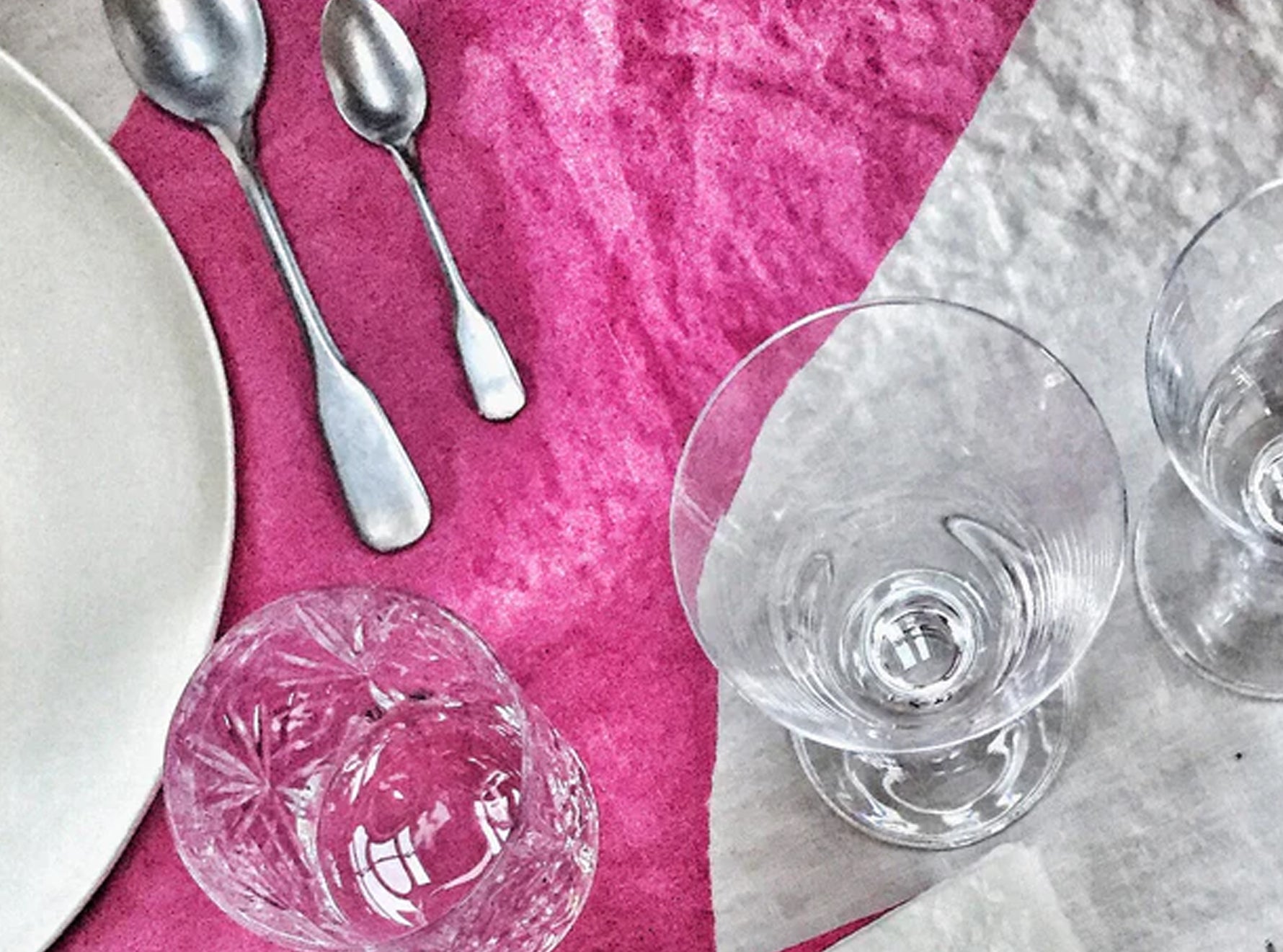 Fuck Word Linen Tablecloth in Fuchsia Pink