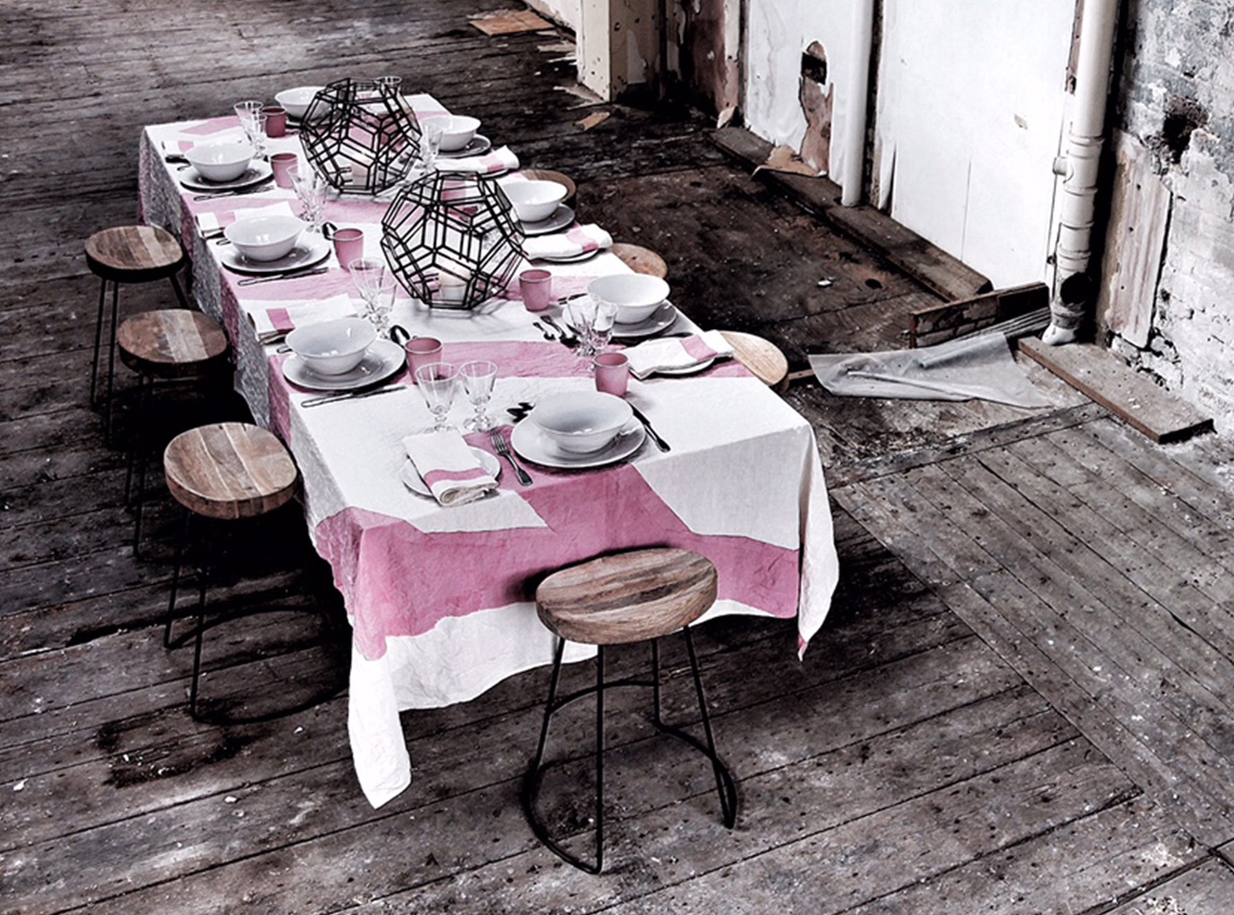 Fuck Word Linen Tablecloth in Rose Pink