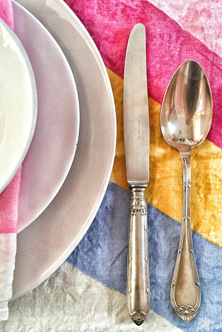 Bolt Linen Tablecloth in Pink and Yellow