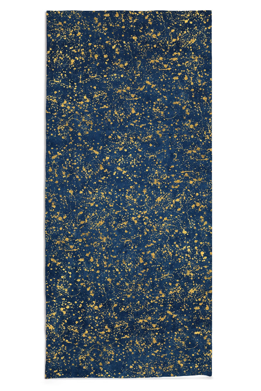 Splatter Linen Tablecloth in Midnight Blue with Gold