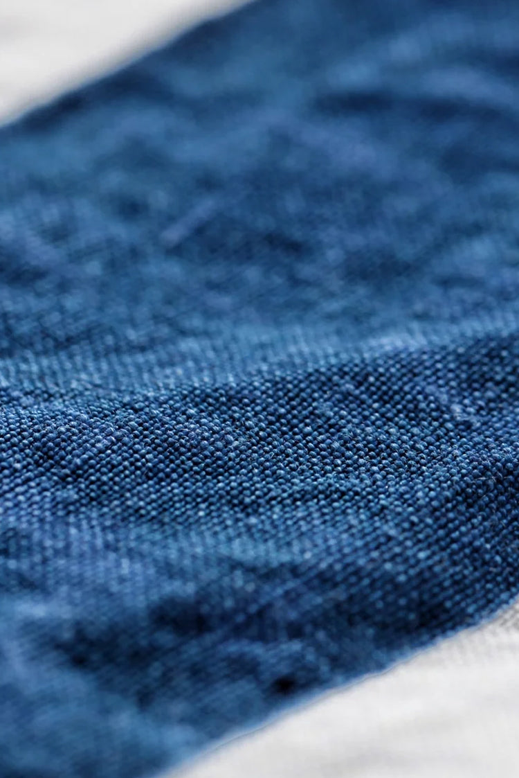 Bespoke Word Linen Tablecloth in Midnight Blue