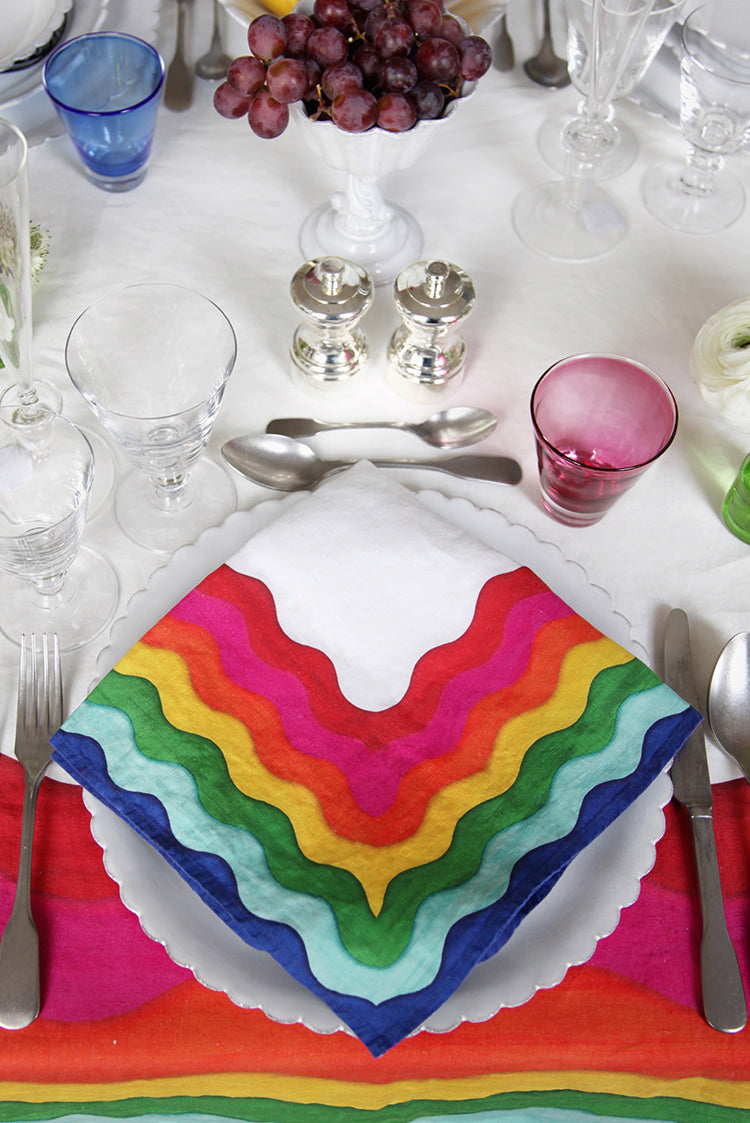 Sunrise Rainbow Linen Tablecloth in Multicolours