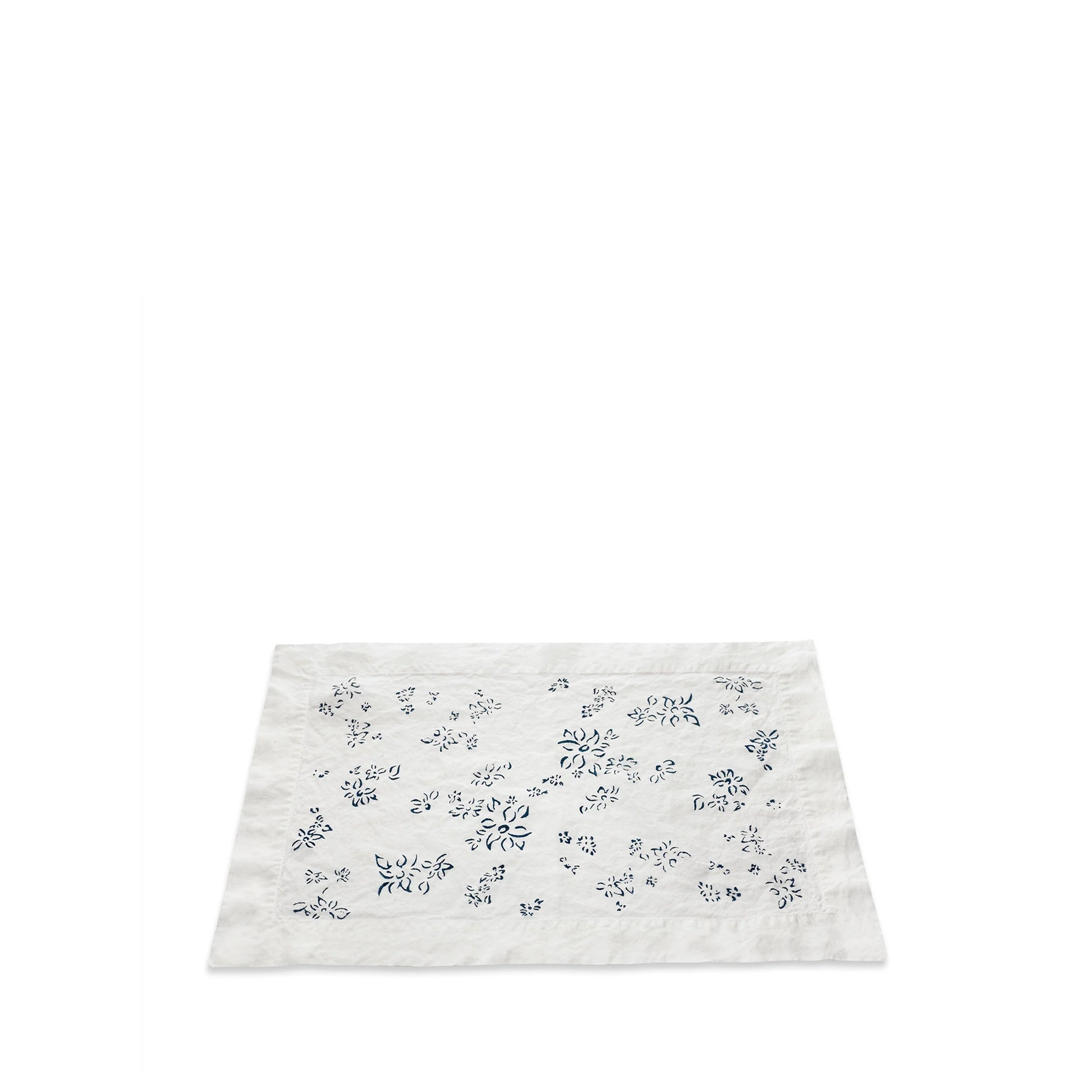 Bernadette's Hand Stamped Falling Flower Linen Placemat in Midnight Blue