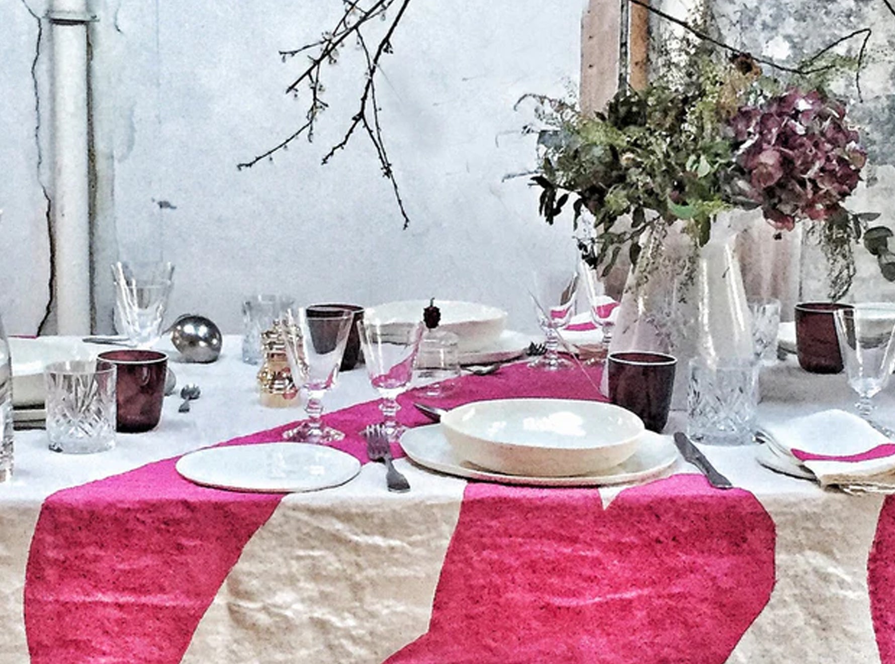 Fuck Word Linen Tablecloth in Fuchsia Pink