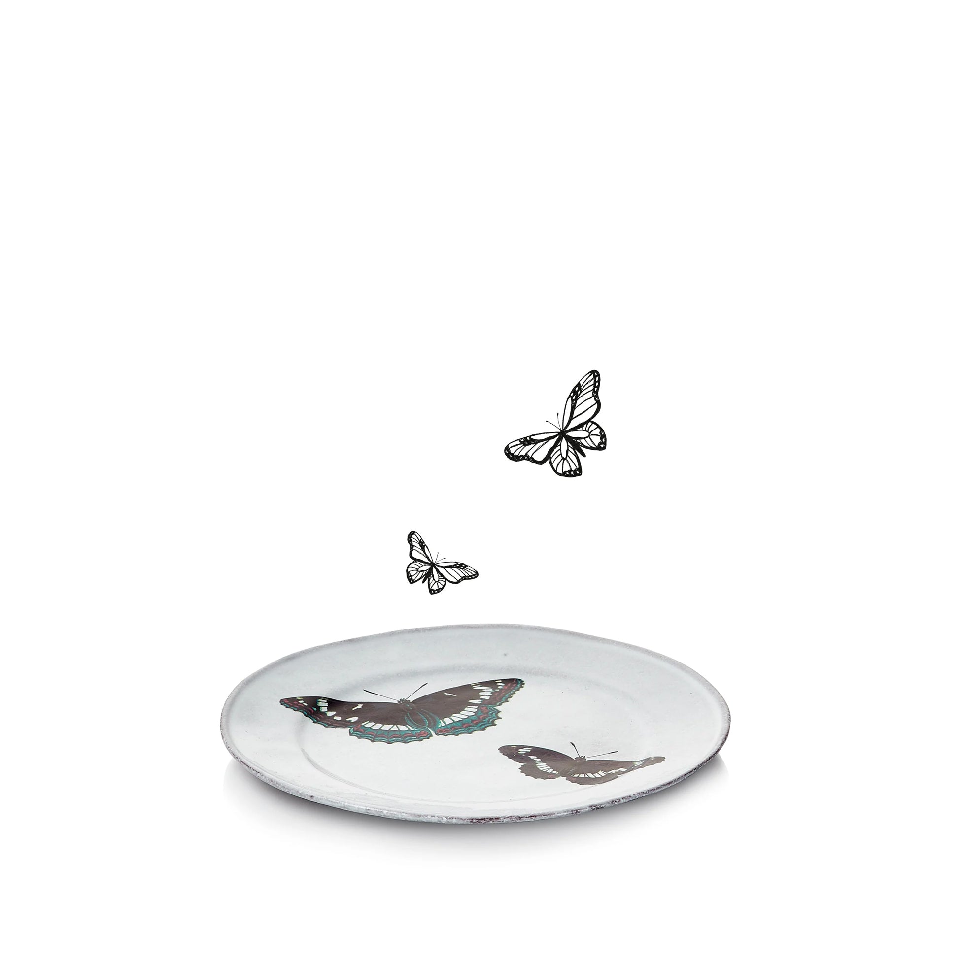 Two Flying Butterflies Plate by Astier de Villatte, 19cm