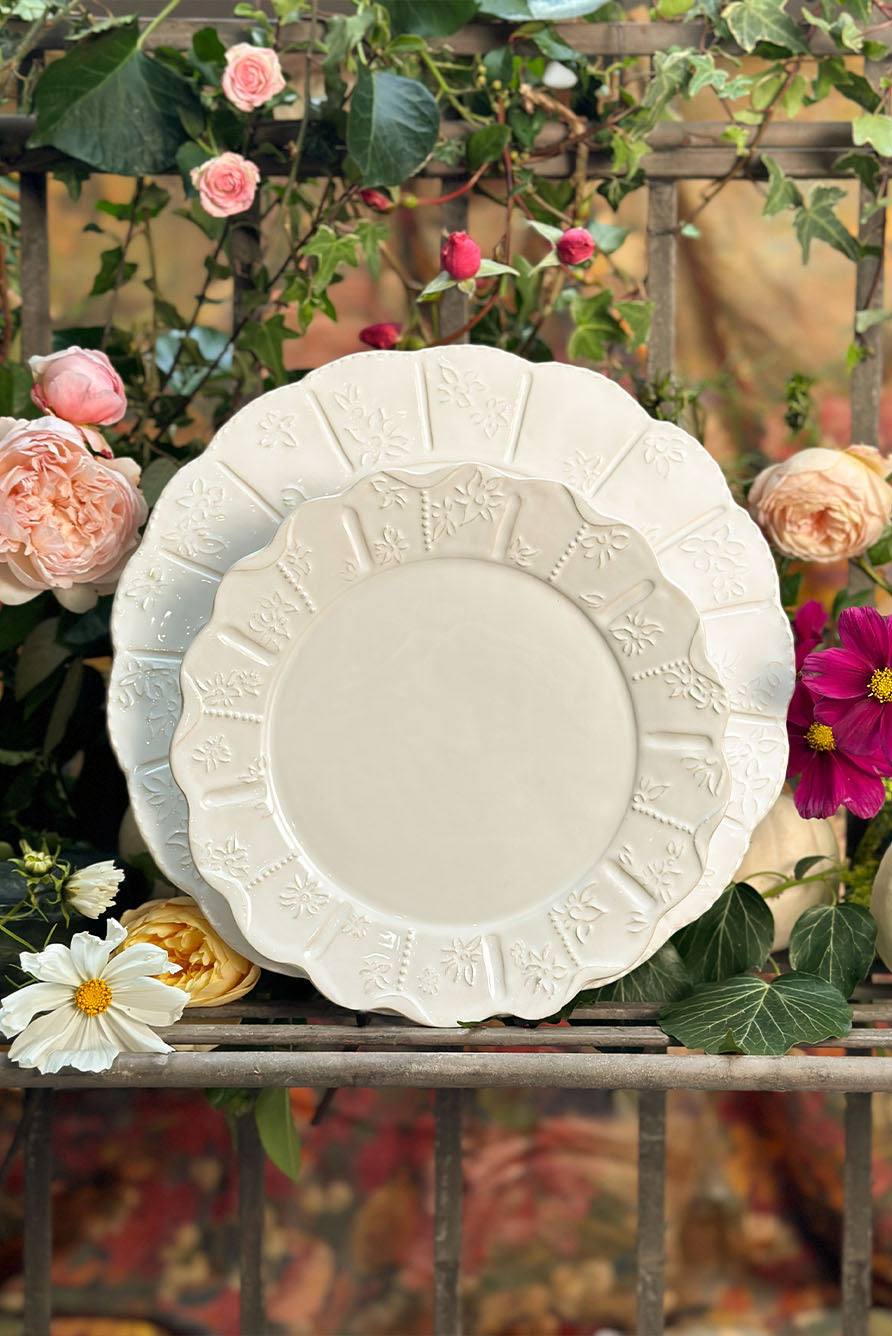 Bernadette's Falling Flower White Dinner Plate, 30cm