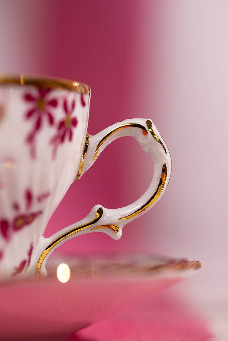 Ginori 1735 Oro di Doccia Magenta Tea Cup, Set of 2, 9.5cm