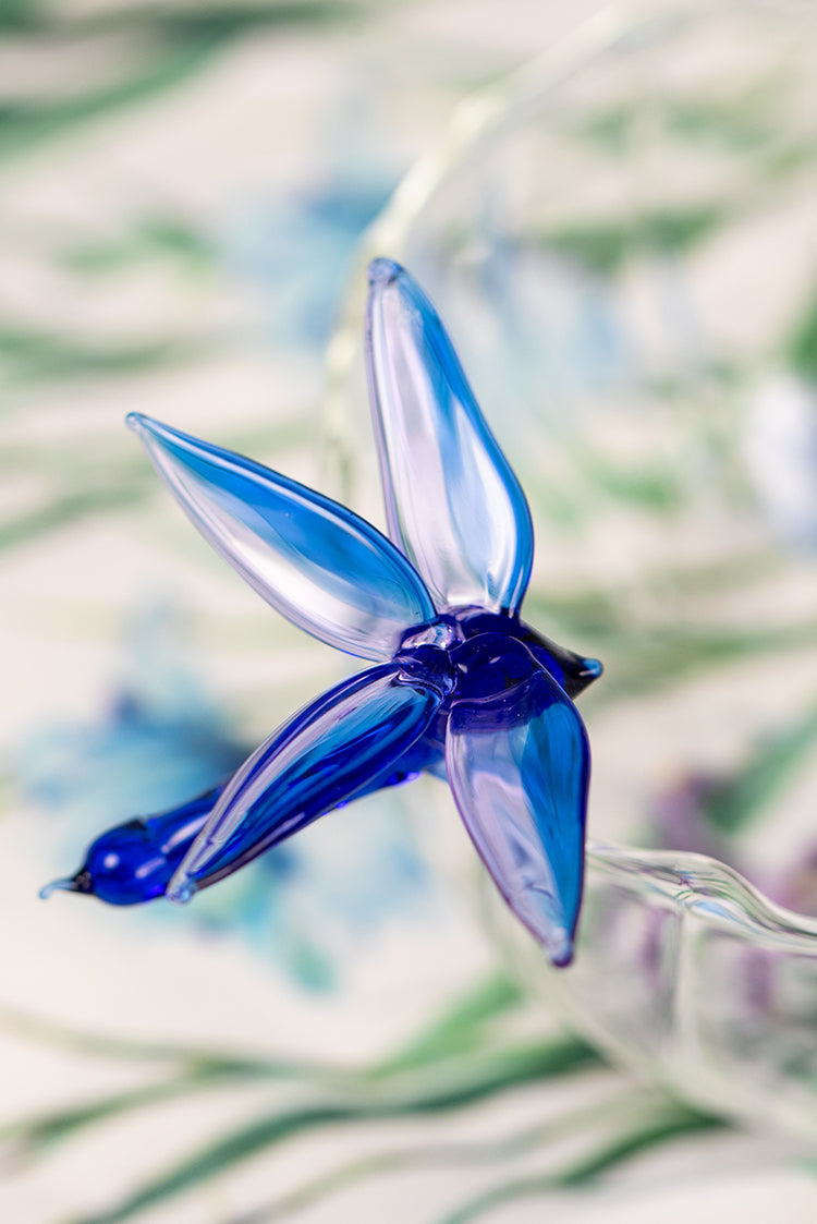 S&B Exclusive Handblown Glass Dragonfly Bowl in Blue