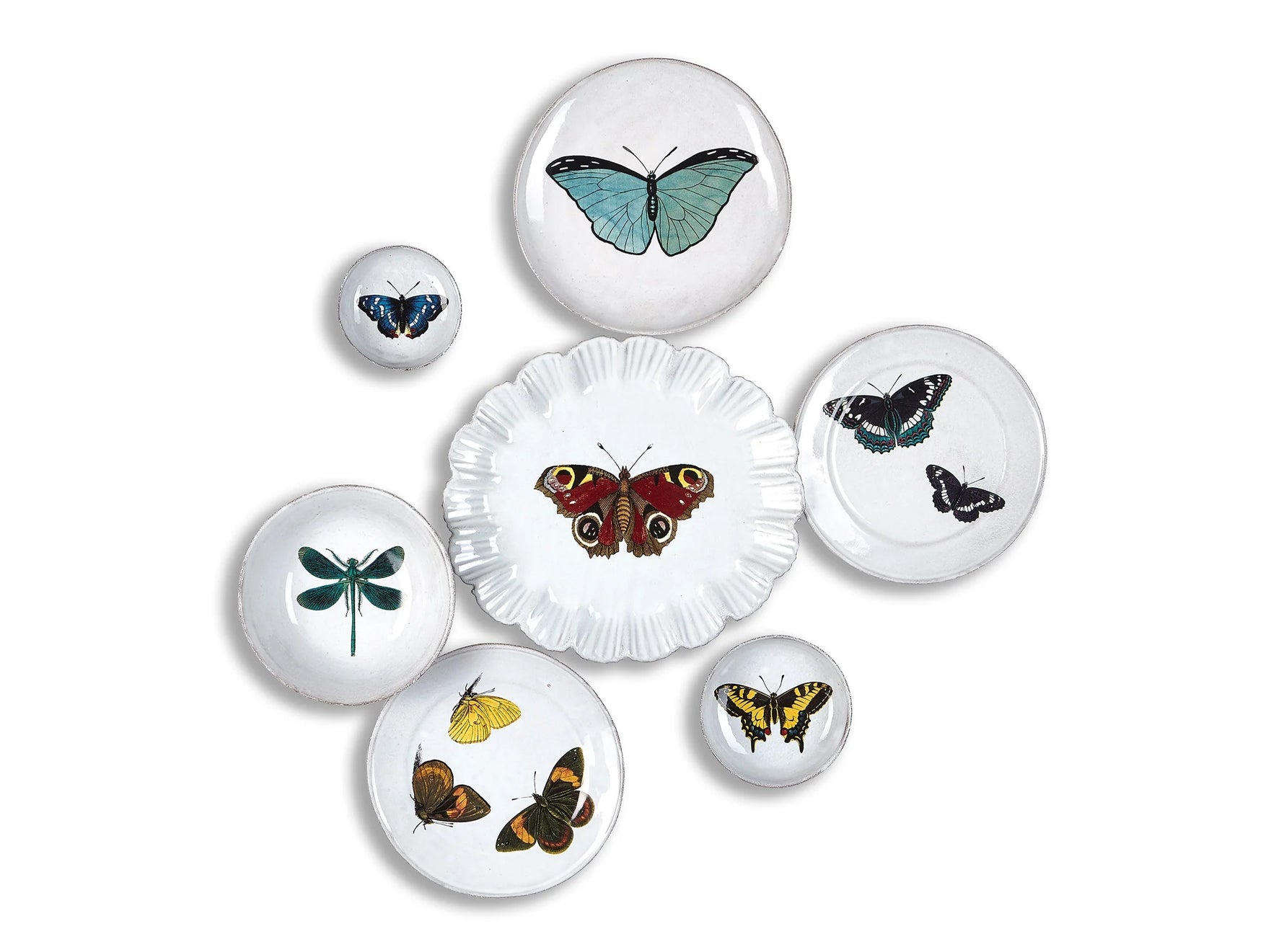 Two Flying Butterflies Plate by Astier de Villatte, 19cm