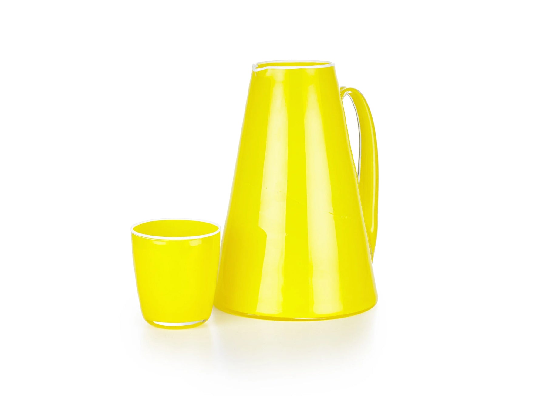 Handblown Glass Bumba Jug in Lemon Yellow, 3lt