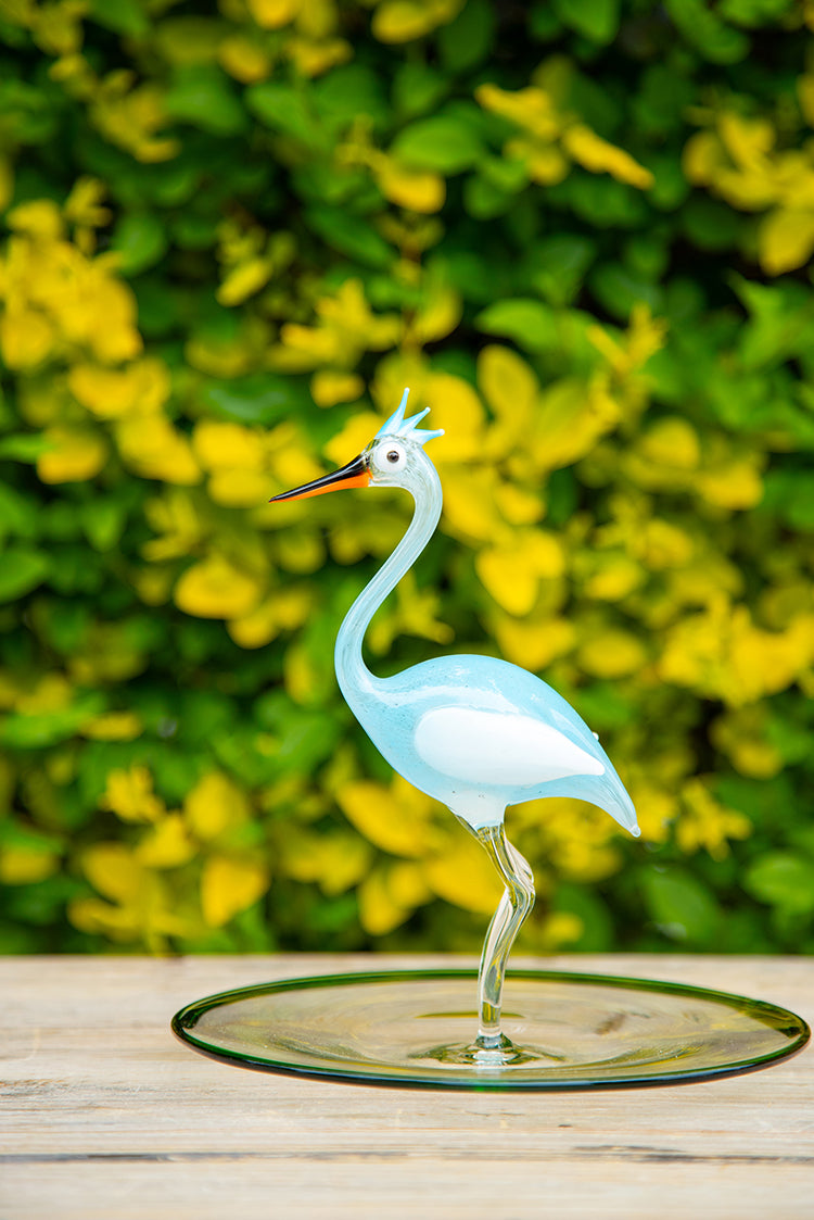 Handblown Heron Small Platter, 21 cm