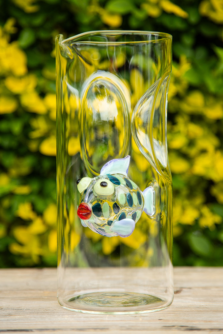 Handblown Dot Fish Carafe, 24.5cm