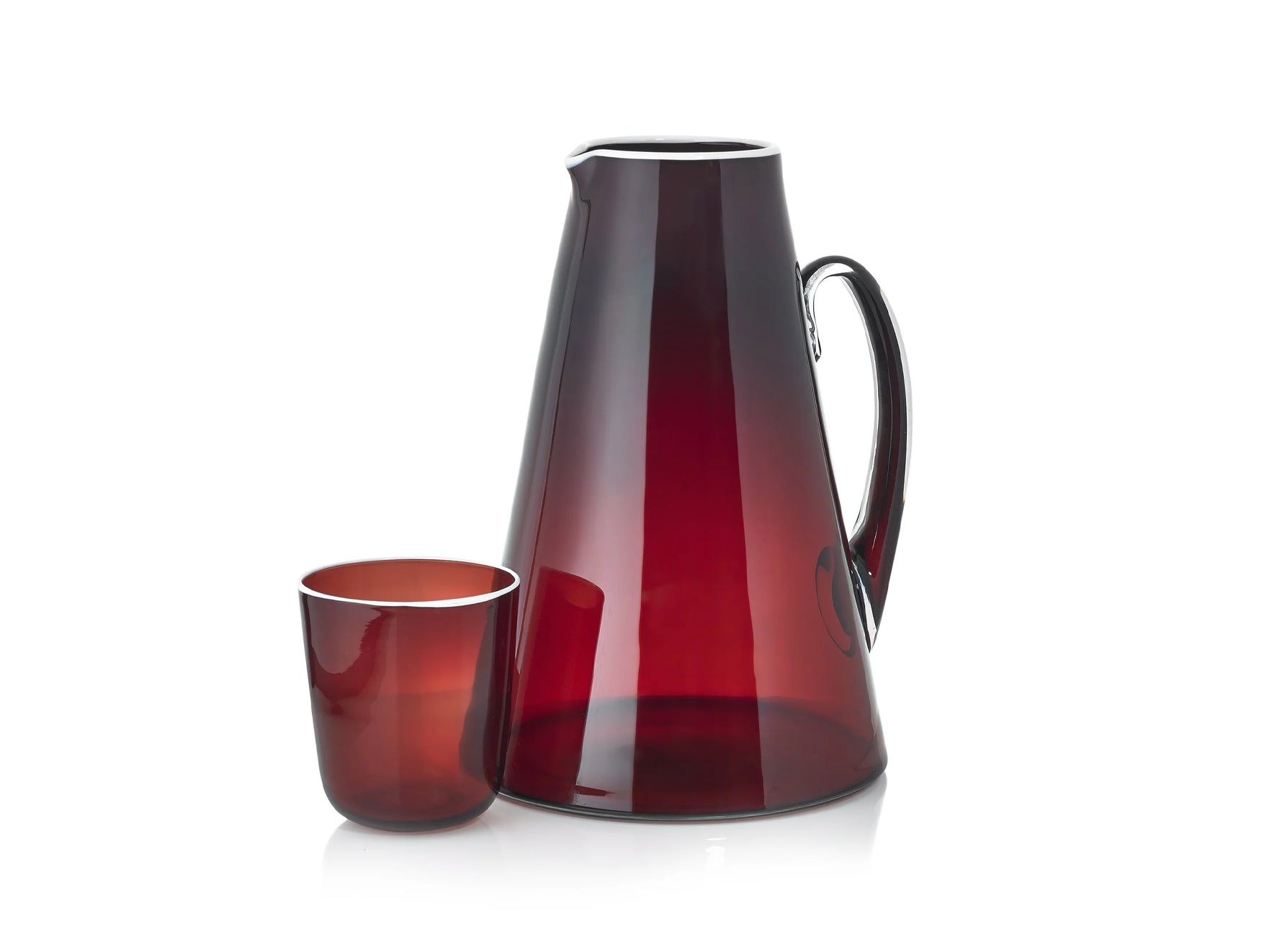 Handblown Glass Bumba Jug in Claret Red, 3lt