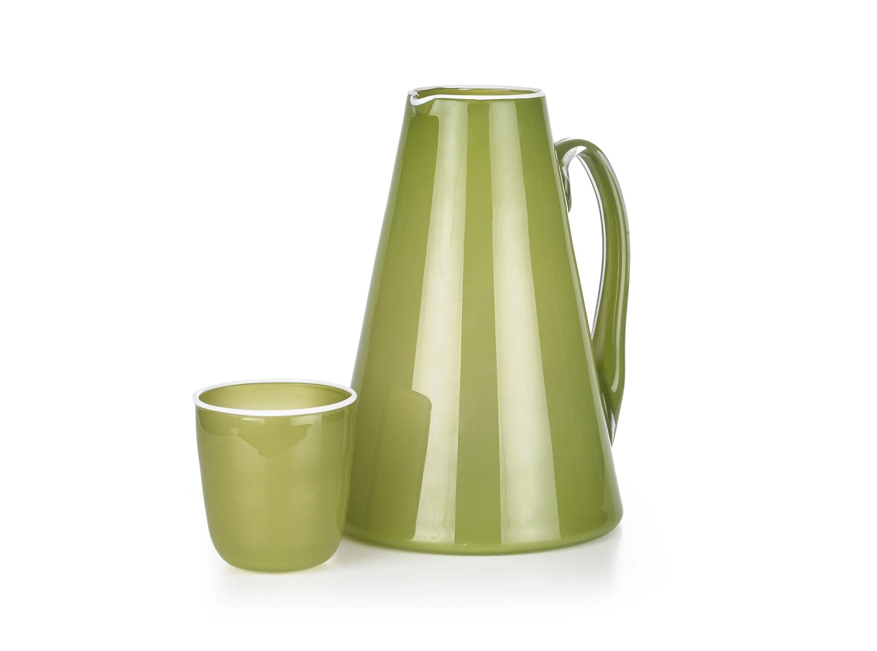 Handblown Glass Bumba Jug in Apple Green, 3lt