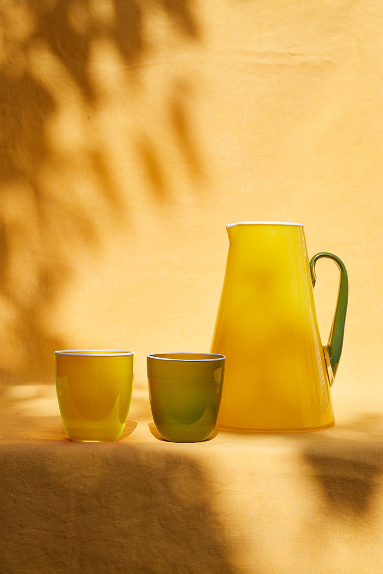 Handblown Glass Bumba Jug in Lemon Yellow, 3lt