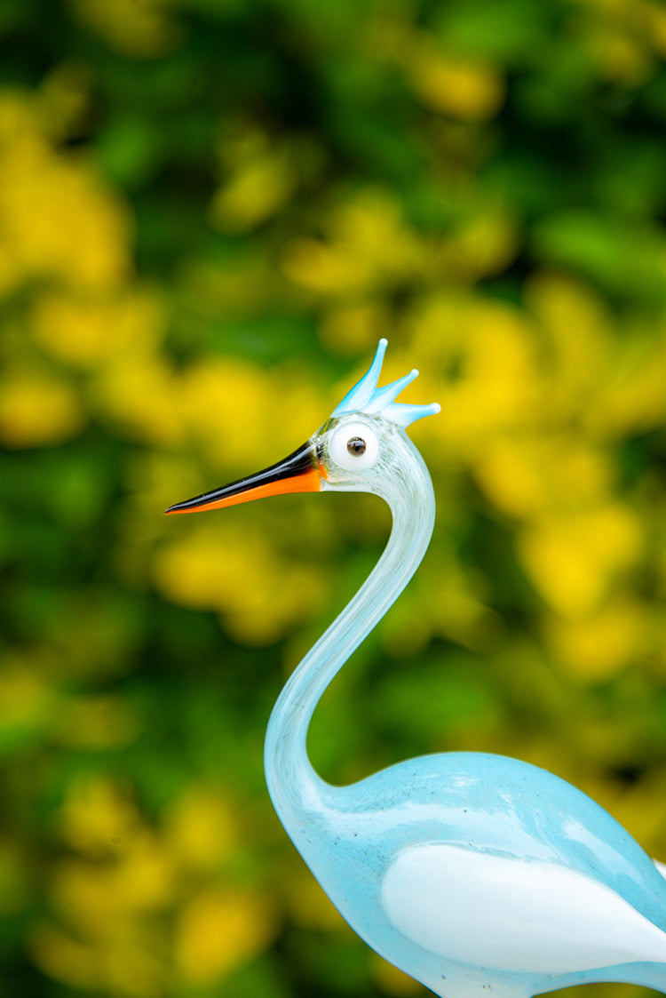 Handblown Heron Small Platte, 21 cm