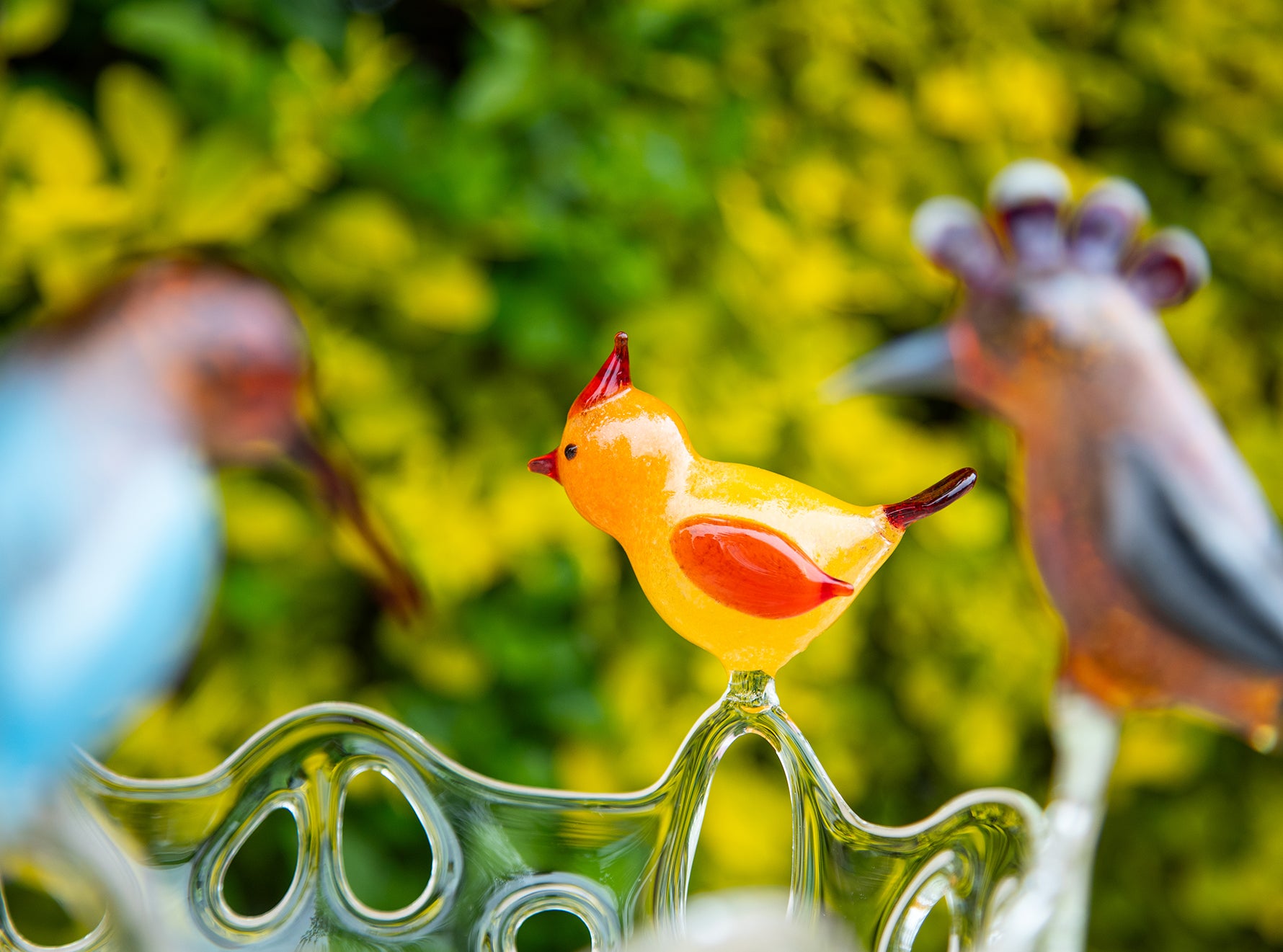 Handblown Five Birds Clear Fruit Platter, 27.5cm