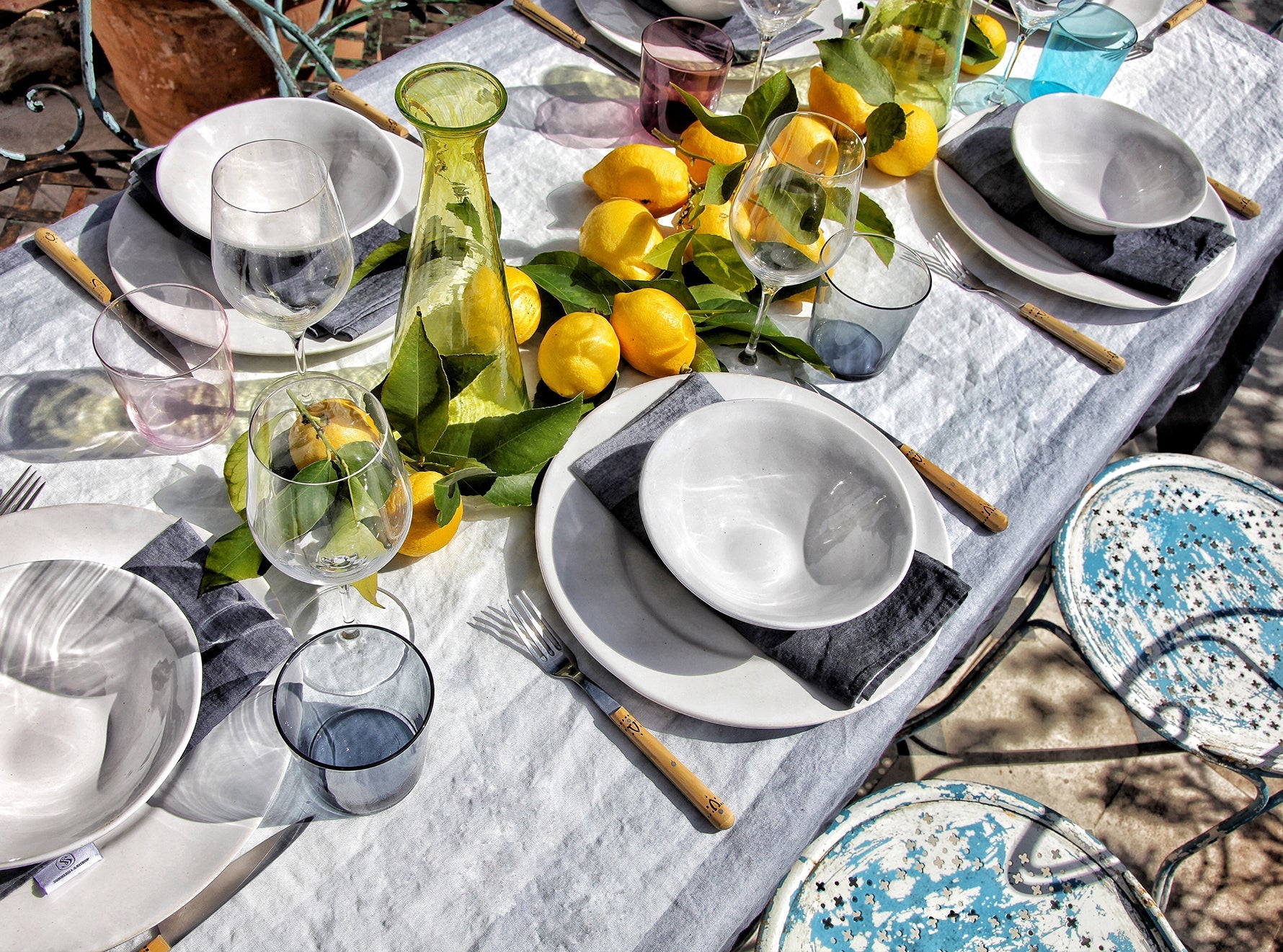 Shades Of Light Striped Linen Tablecloth