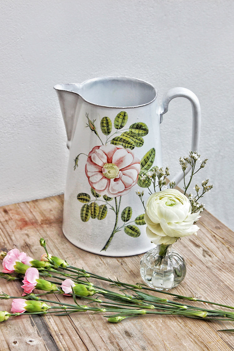 Painted Rose Pitcher by Astier de Villatte, 22cm