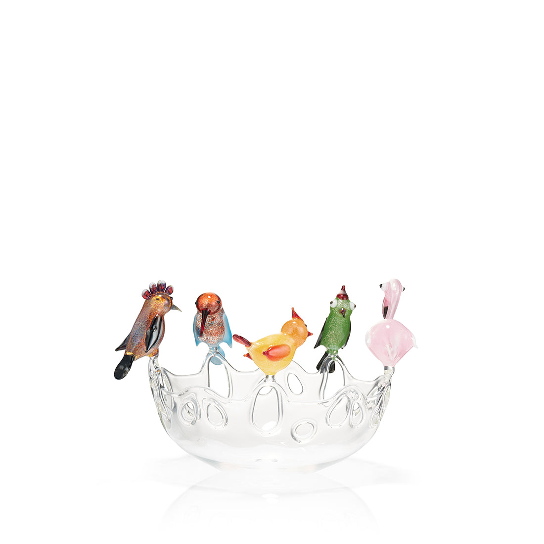 Handblown Five Birds Clear Fruit Platter, 27.5cm