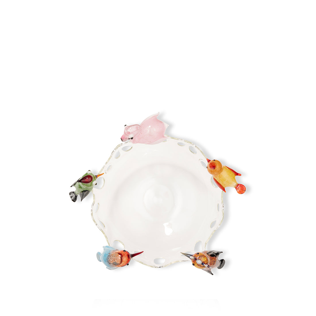 Handblown Five Birds Clear Fruit Platter, 27.5cm