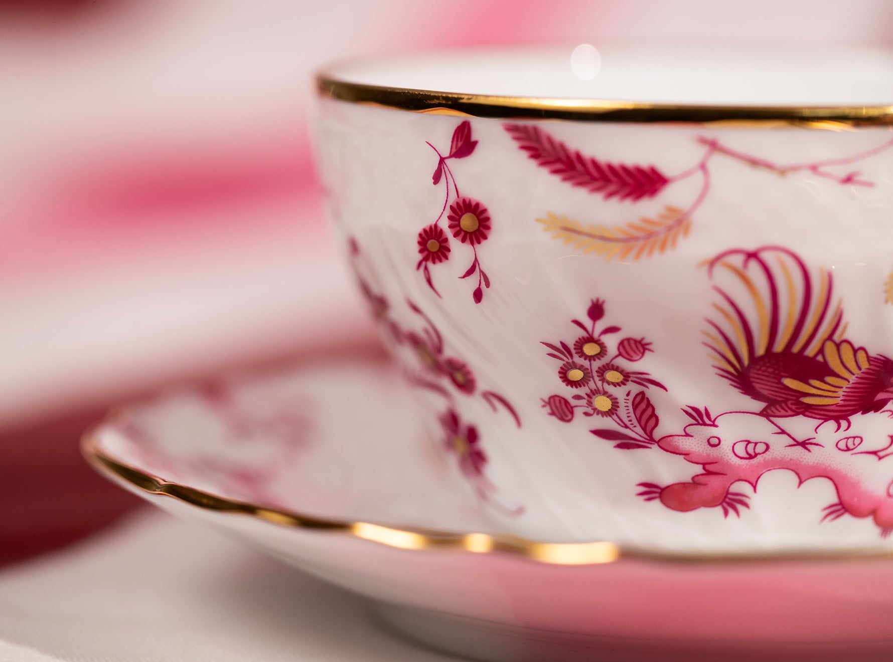 Ginori 1735 Oro di Doccia Magenta Tea Cup, Set of 2, 9.5cm