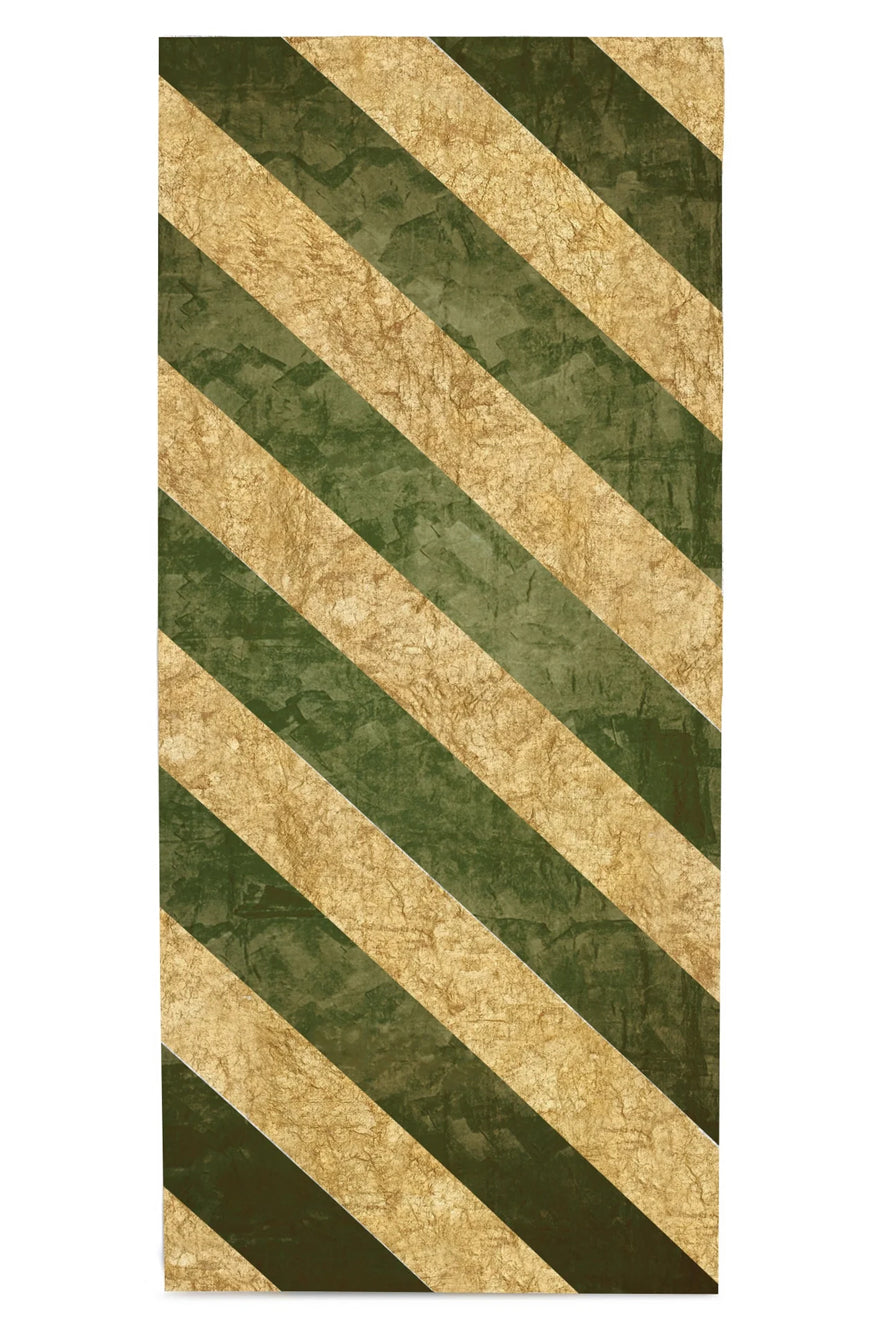 Stripe Linen Tablecloth in Gold and Avocado Green