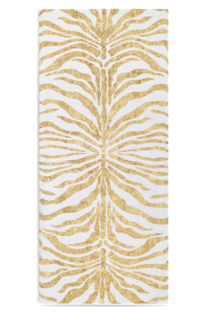 Zebra Linen Tablecloth in Hand Painted Gold