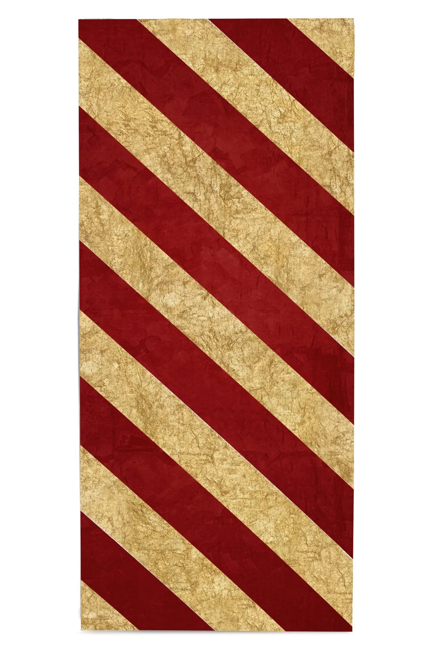 Stripe Linen Tablecloth in Gold and Claret Red