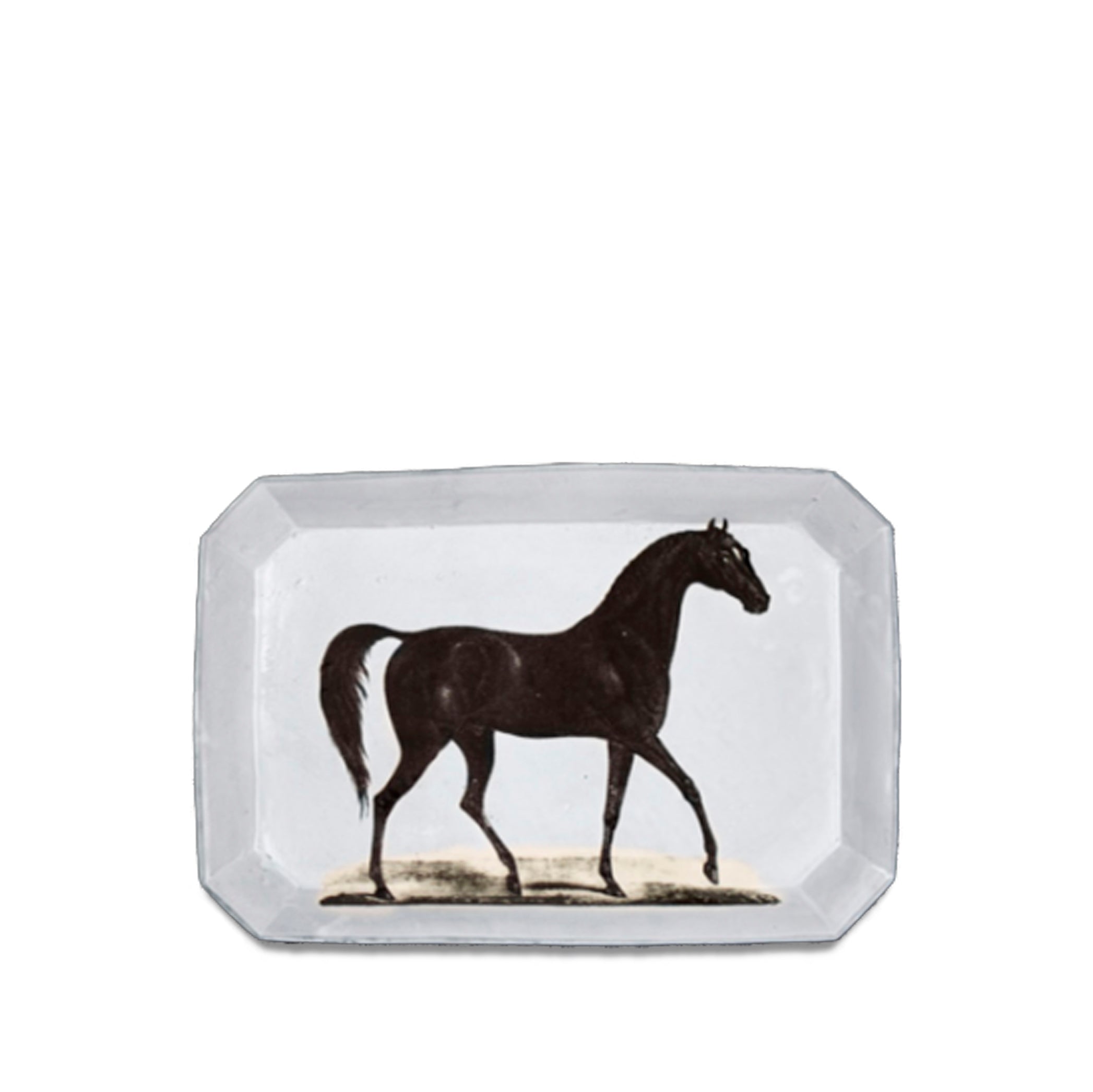 Ceramic Rectangular Black Horse Platter by Astier de Villatte, 43cm