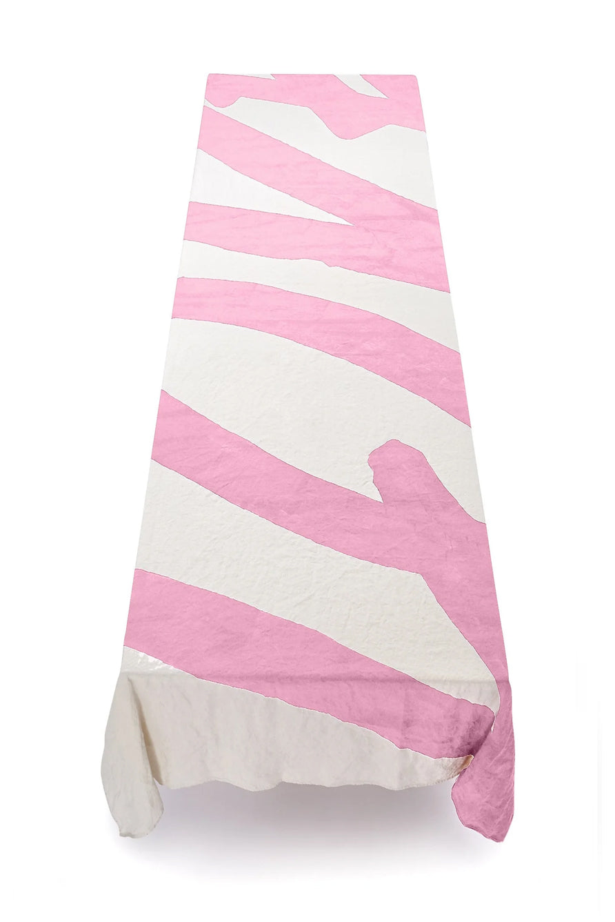 Love Word Linen Tablecloth in Rose Pink