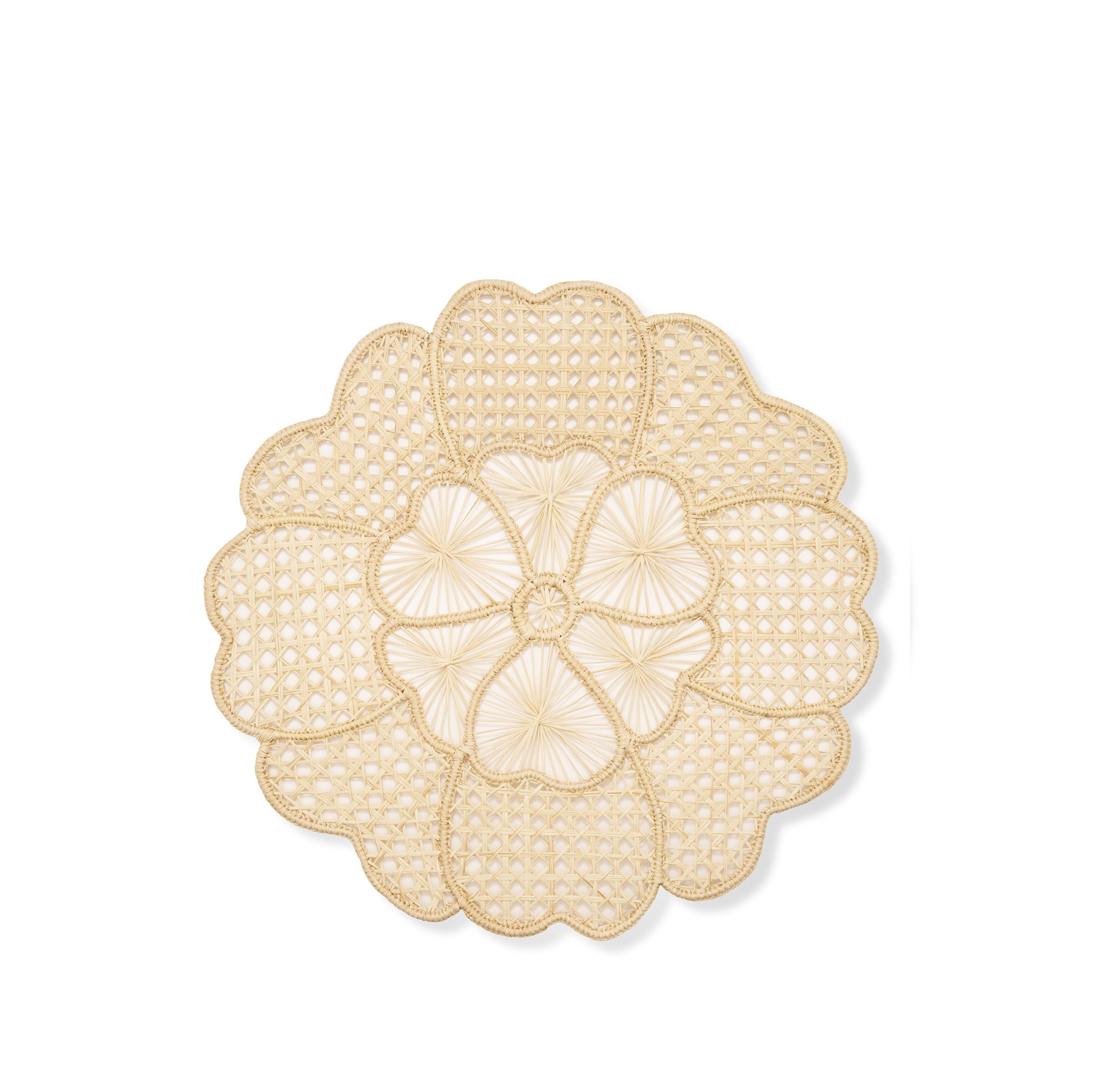 Cayena Flower Woven Natural Straw Placemat, 38cm