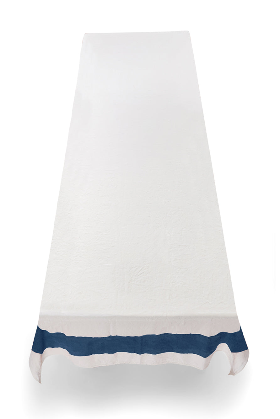 Cornice Linen Tablecloth in Midnight Blue