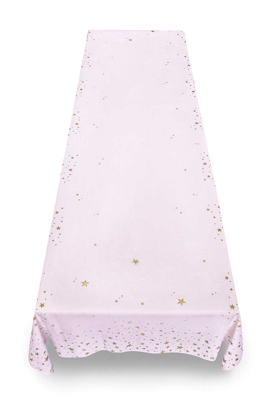 Falling Stars Linen Tablecloth in Light Pink