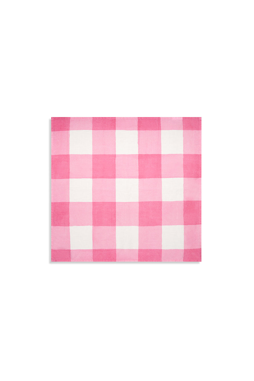 'Gingham' Linen Napkin in Rose Pink