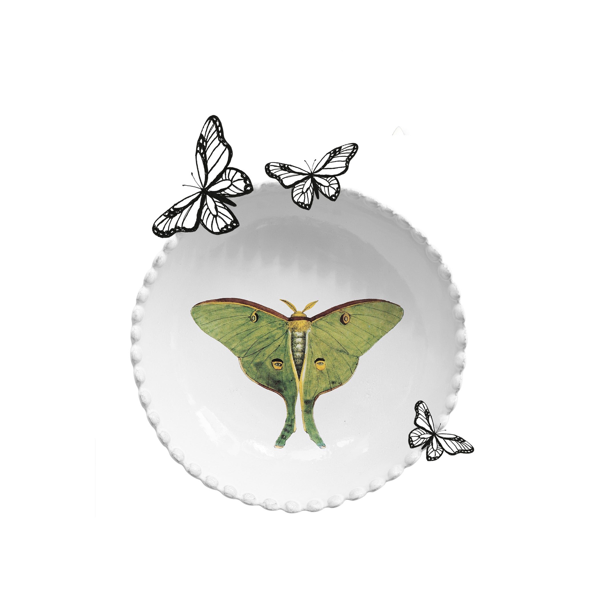 Green Butterfly Bowl by Astier de Villatte, 21.5cm