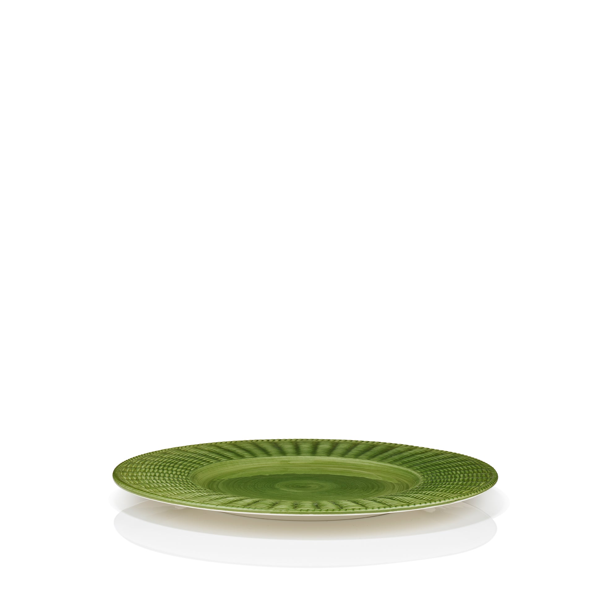 Rattan Effect Hand-Painted Brushed Olive Green Charger Plate, 32.5cm