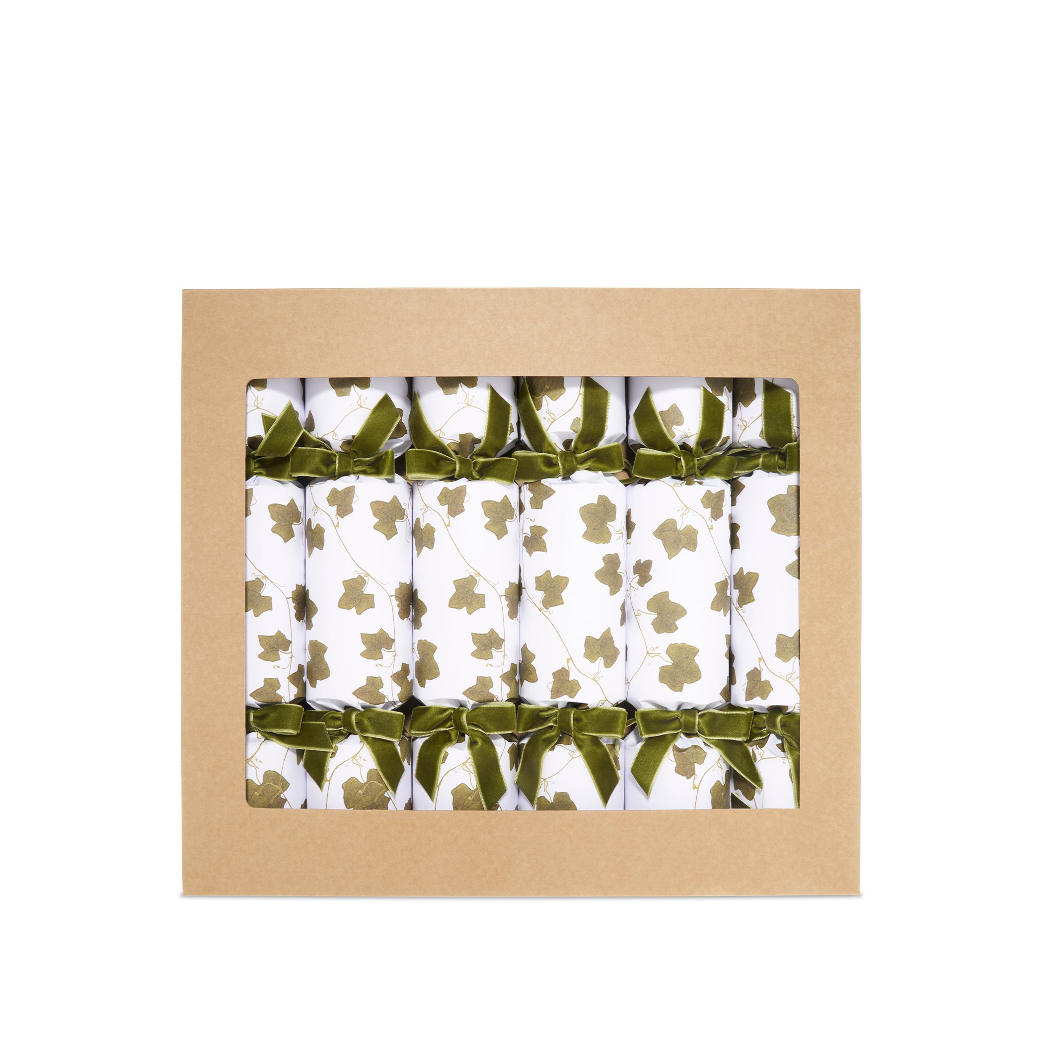 Box of 6 Ivy Crackers With Green Velvet Bows (UK ONLY)