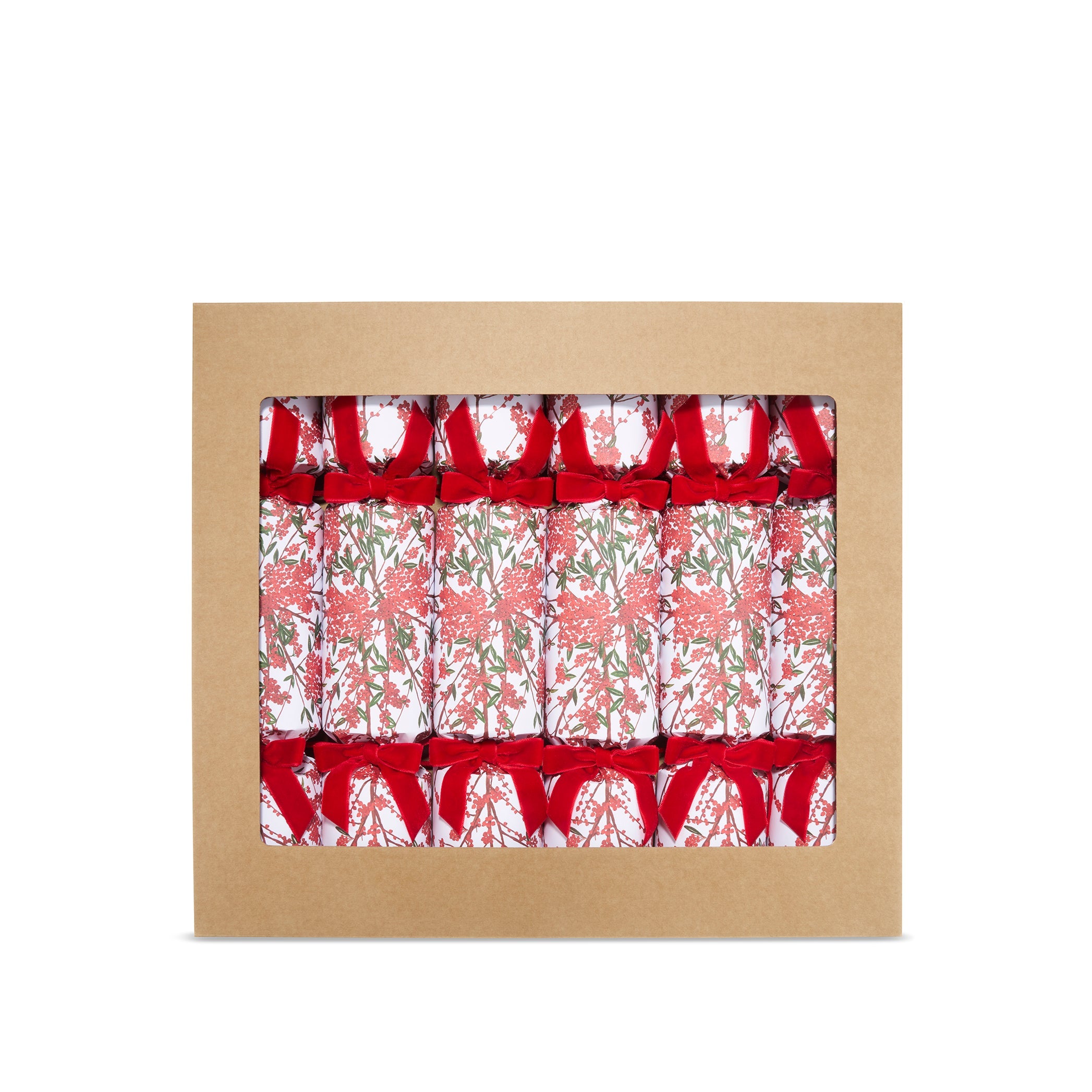 Box of 6 Les Airelles Crackers With Red Velvet Bows (UK ONLY)