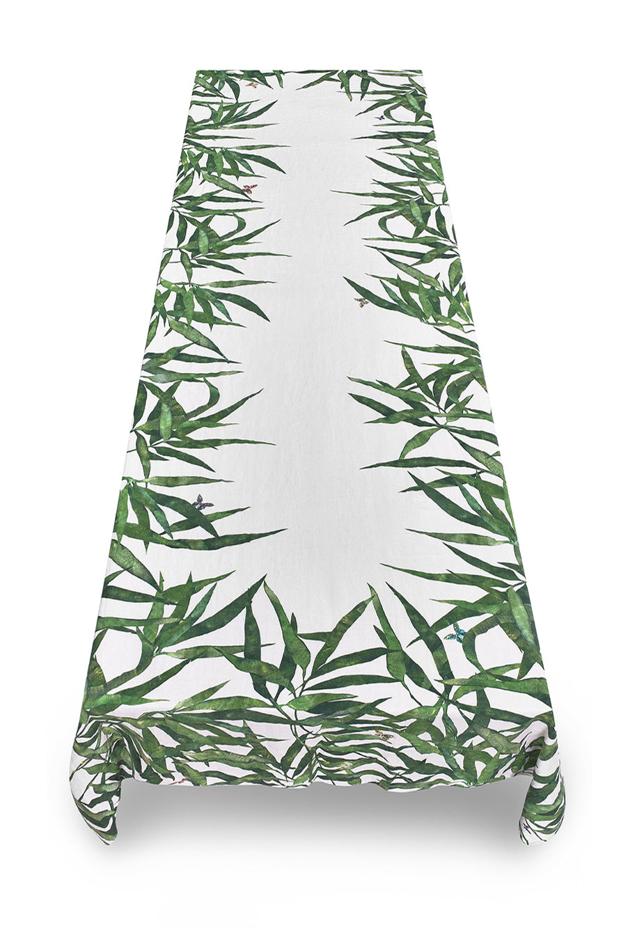 Les Palmiers Linen Tablecloth in Green