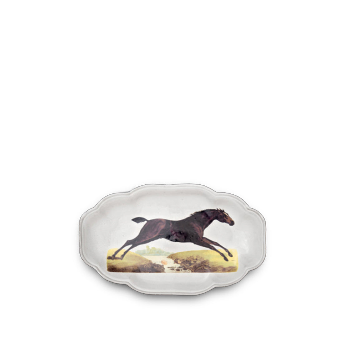 Ceramic Scalloped Riding Horse Platter by Astier de Villatte, 29cm