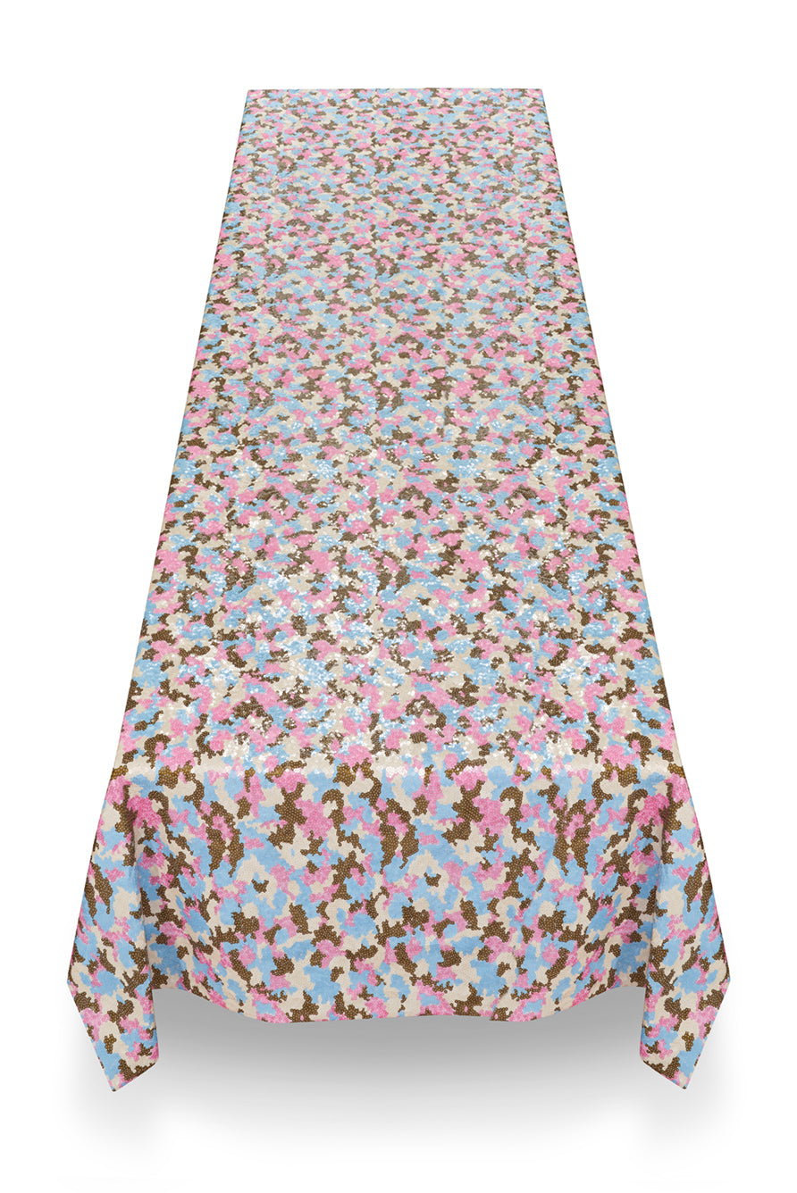 S&B Couture: 'London Plane' Sequin Table Gown in Pink, Khaki, Blue and White