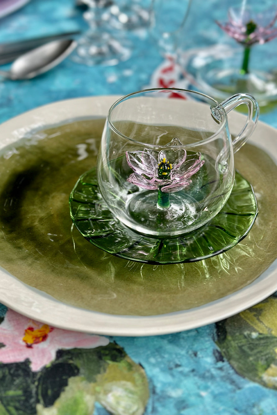 Green glass dinner on sale plates