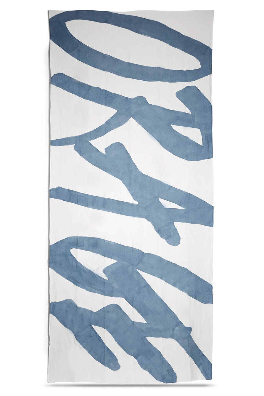 Orage Word Linen Tablecloth in Powder Blue