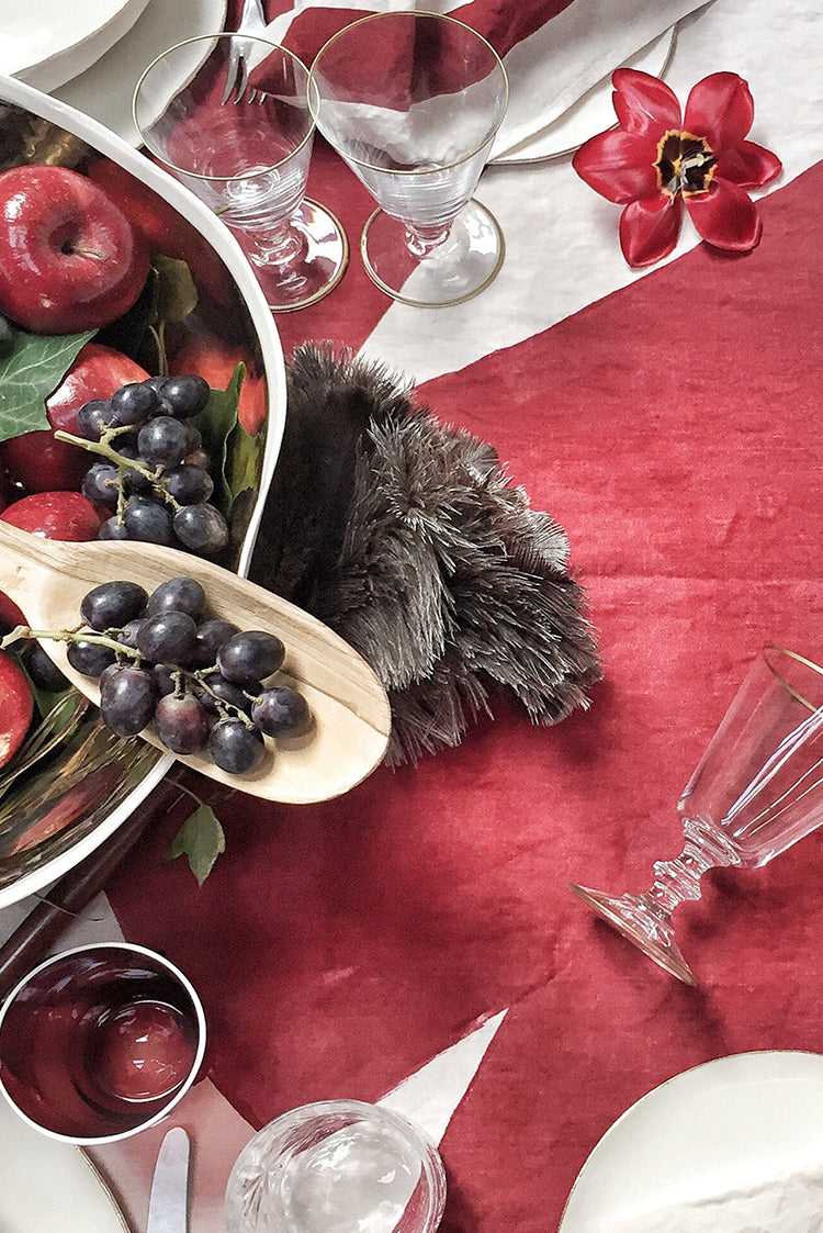 Bespoke Word Linen Tablecloth in Claret Red