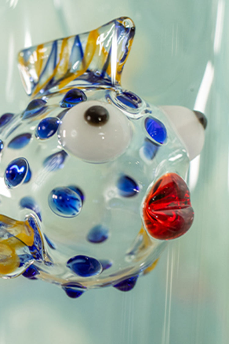 Handblown Glass Blue Fish Carafe, 24.5cm - MADE TO ORDER