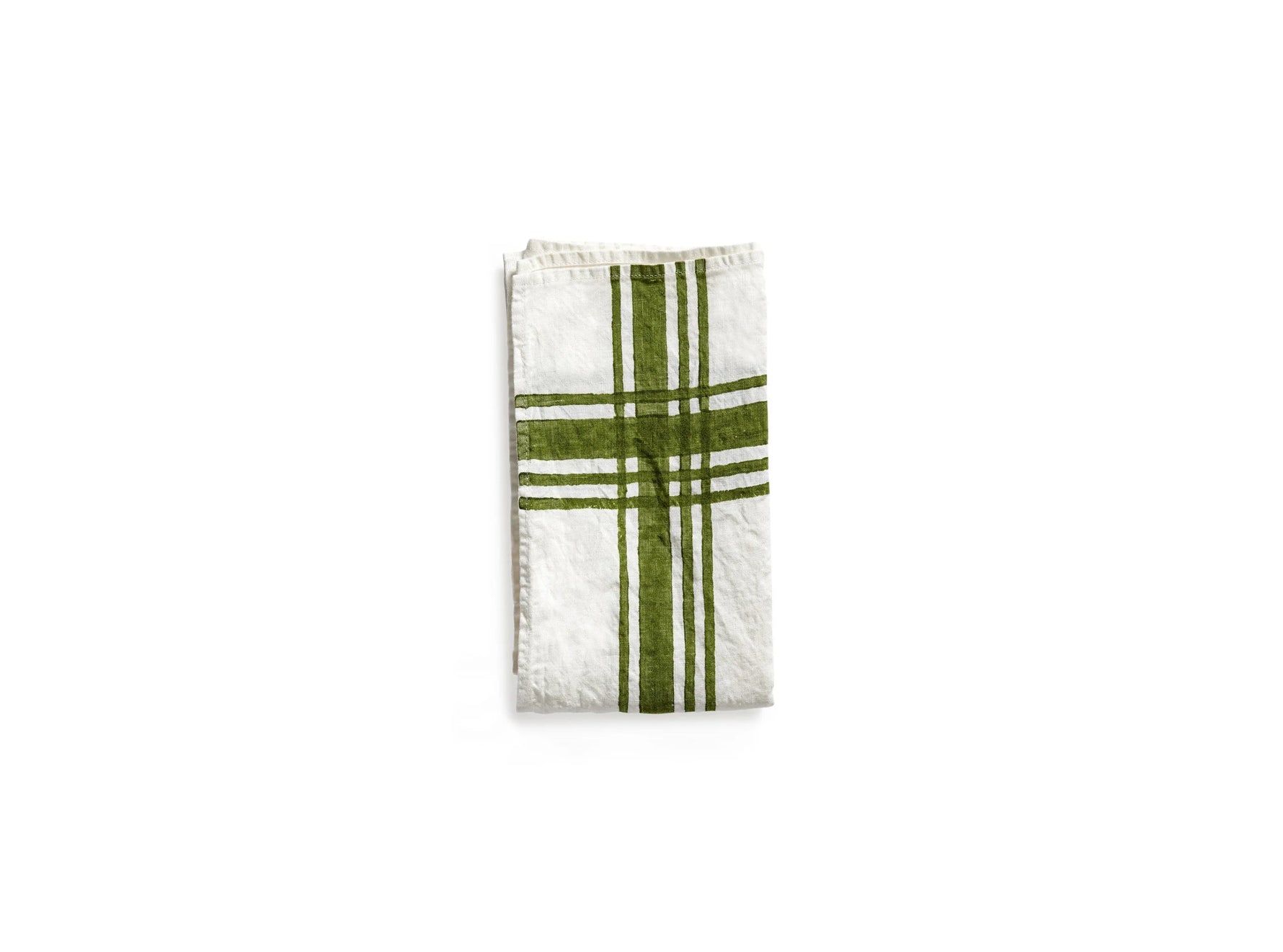 Stripe Linen Tea Towel in Avocado Green, 55x70cm