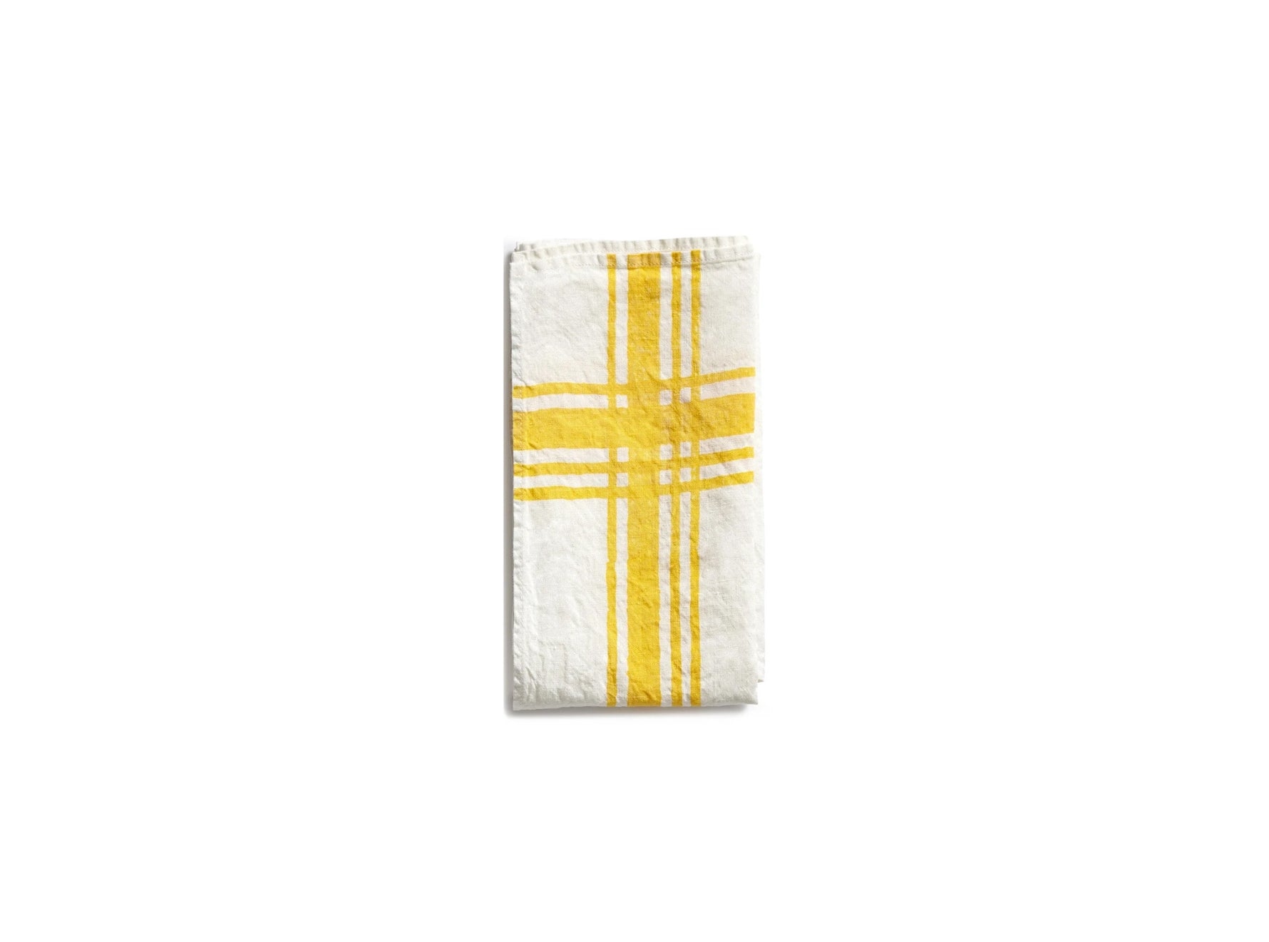 Stripe Linen Tea Towel in Lemon Yellow, 55x70cm